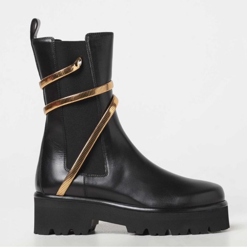Brand new With box Rene Caovilla Leather Ankle Boots with Gold Accents